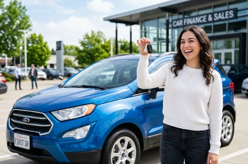 Happy borrower receiving car keys